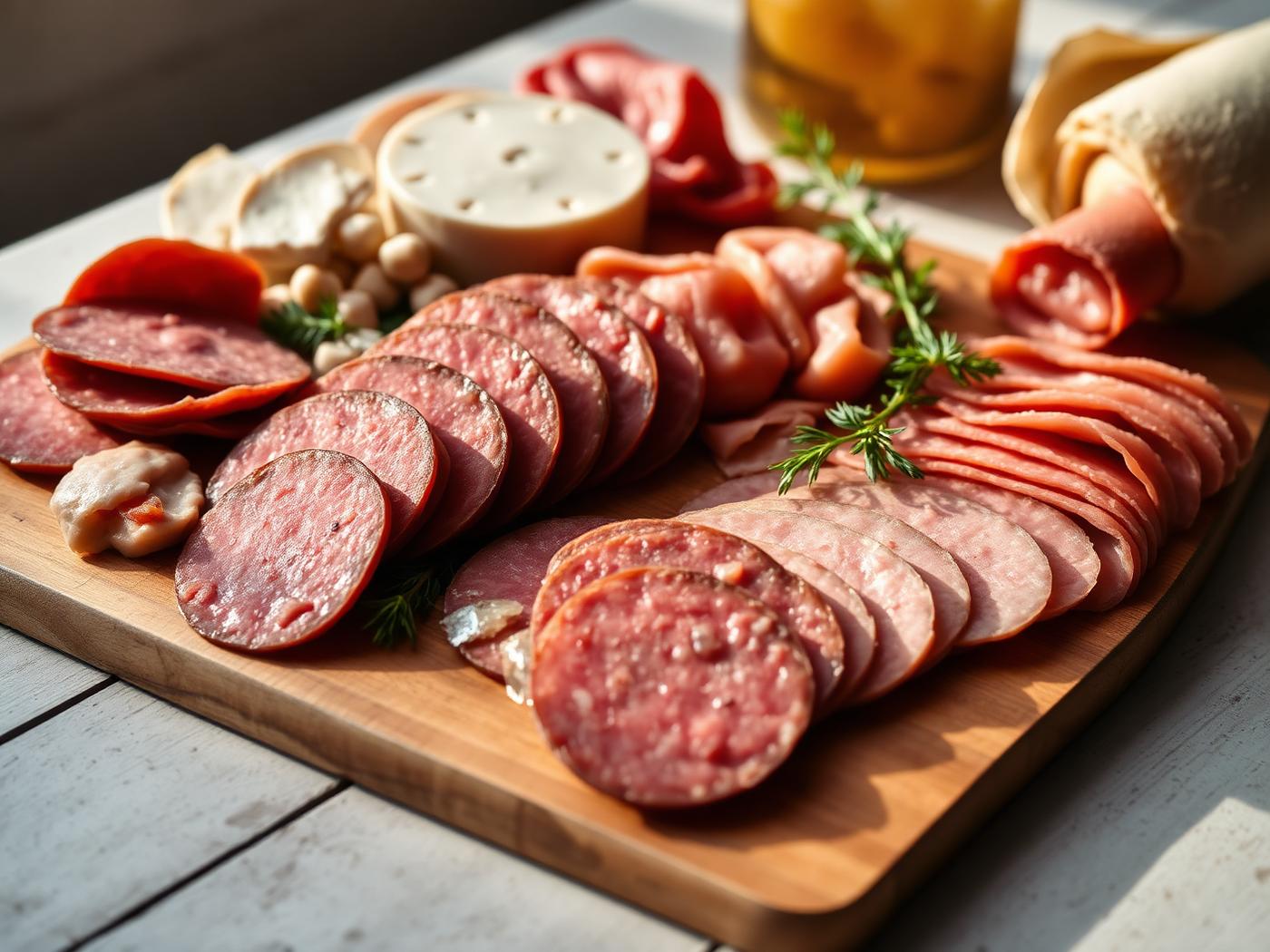 Huisbereide charcuterie op een houten plank